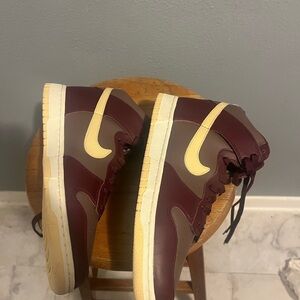 Nike Burgundy and Cream Athletic Shoes Nike Dunk High Plum Eclipse